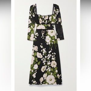 Reformation Pennie lace-trimmed floral-print Georgette midi dress